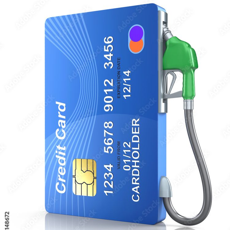 Credit card with gas nozzle